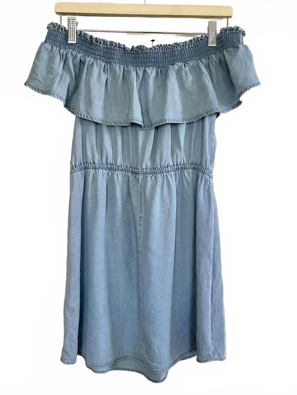 Express Light Blue Off-Shoulder Ruffle Dress - Picture 4 of 4